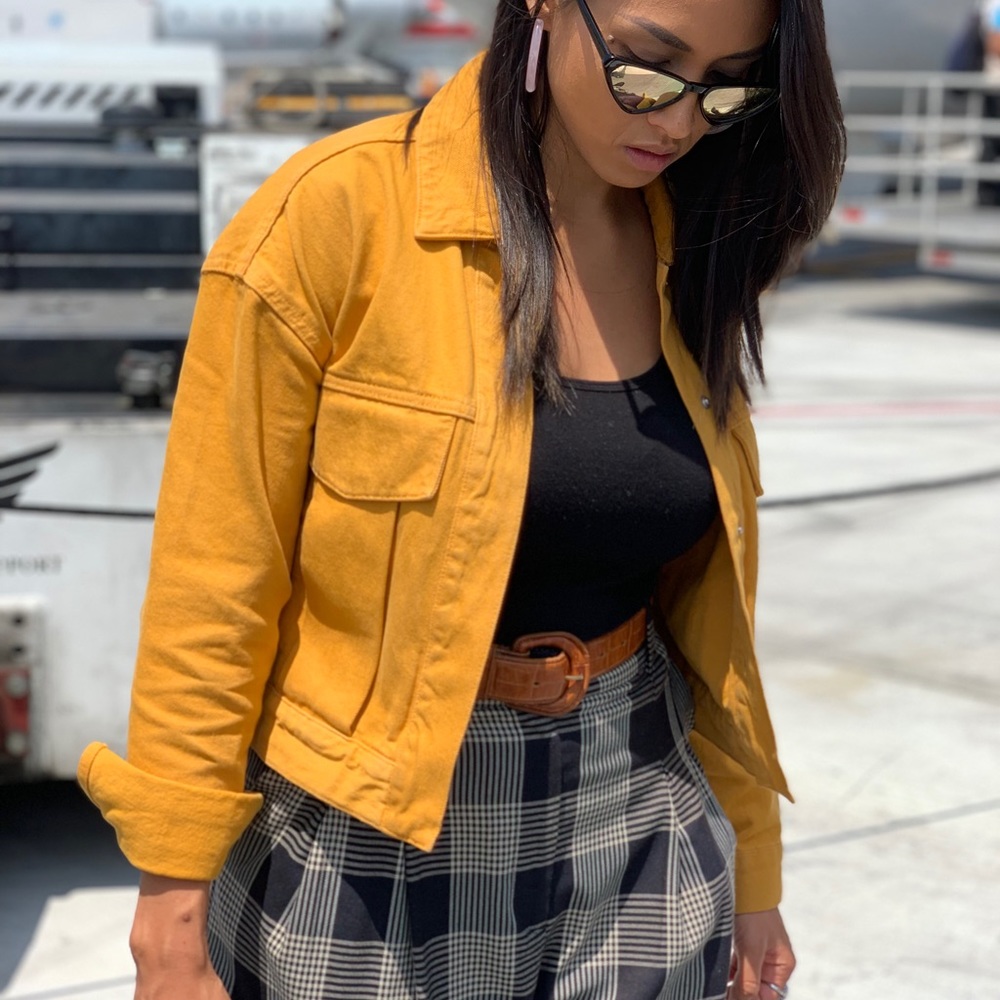 Mustard Yellow Denim Cyan Jacket
